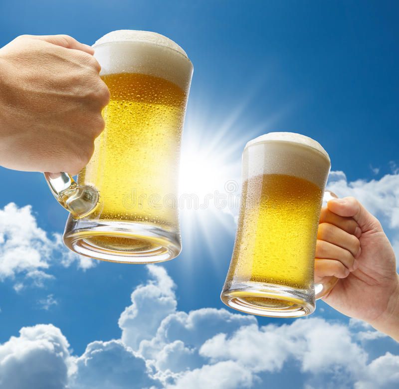 beer toast in the sun