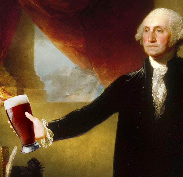 george washington with a beer